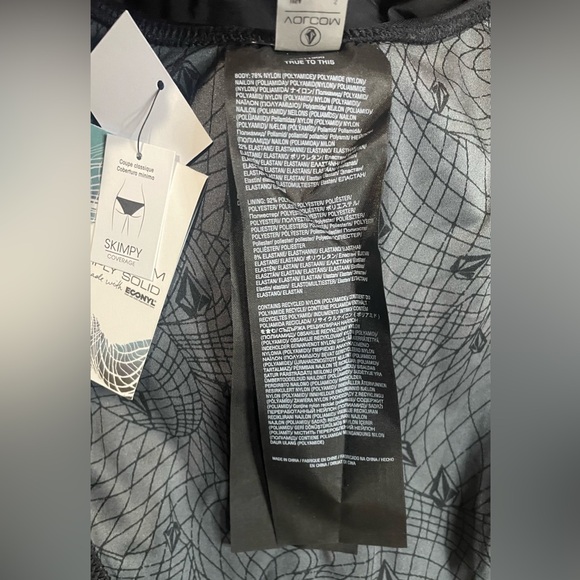 Volcom Black Simply Solid One-Piece Swimsuit Tie Halter Knotted Skimpy Small NEW - Picture 10 of 11